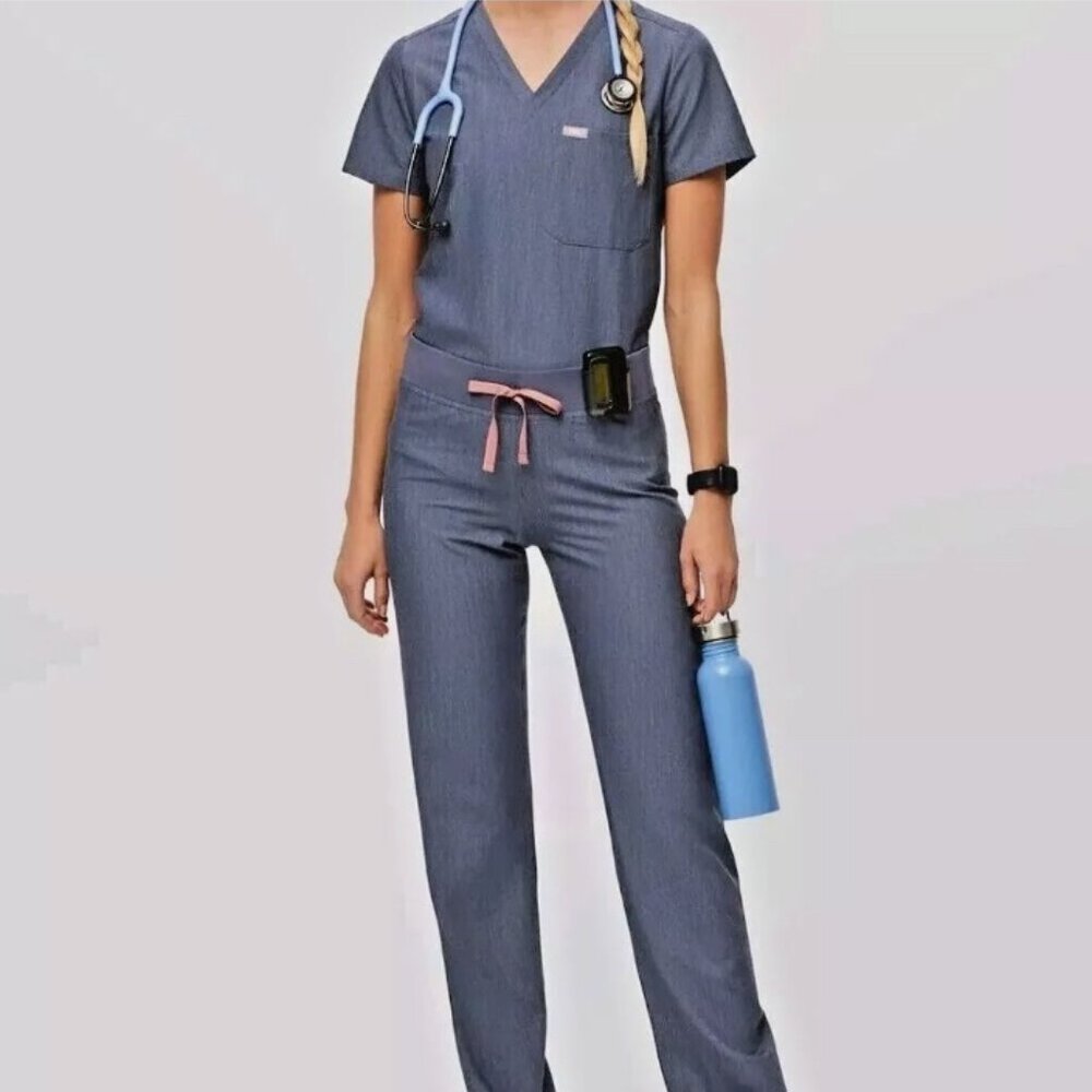 FIGS HEATHER DENIM Scrub Set XXS Petite